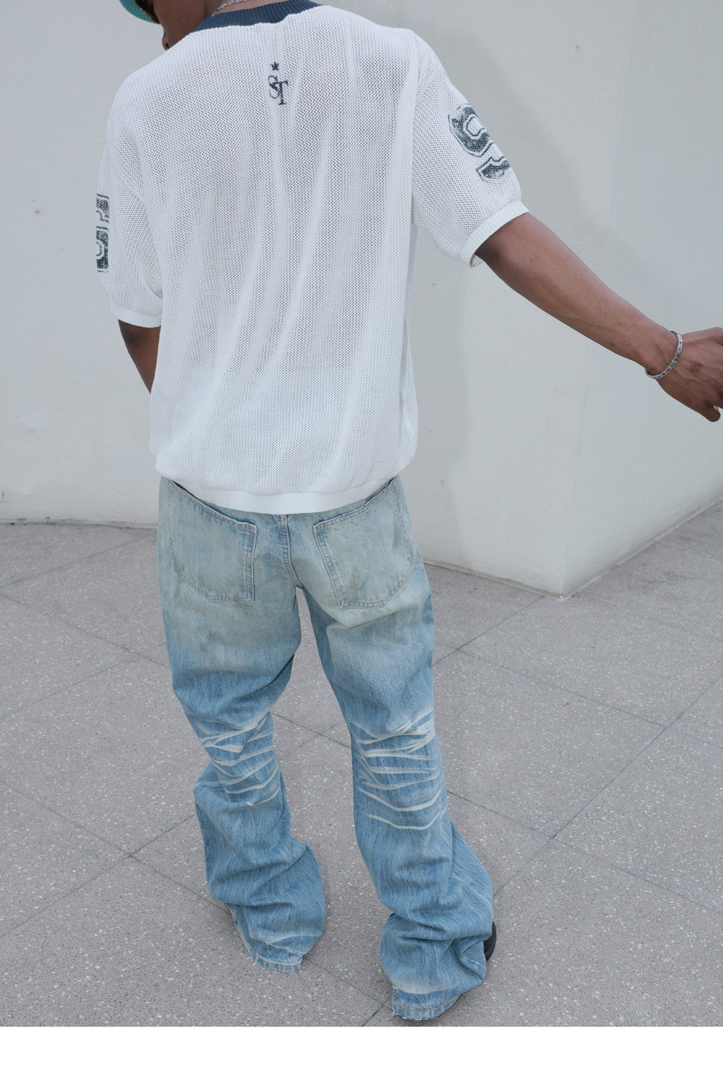 STEEPC Dirty Washed Faded Distressed Jeans