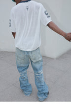 STEEPC Dirty Washed Faded Distressed Jeans