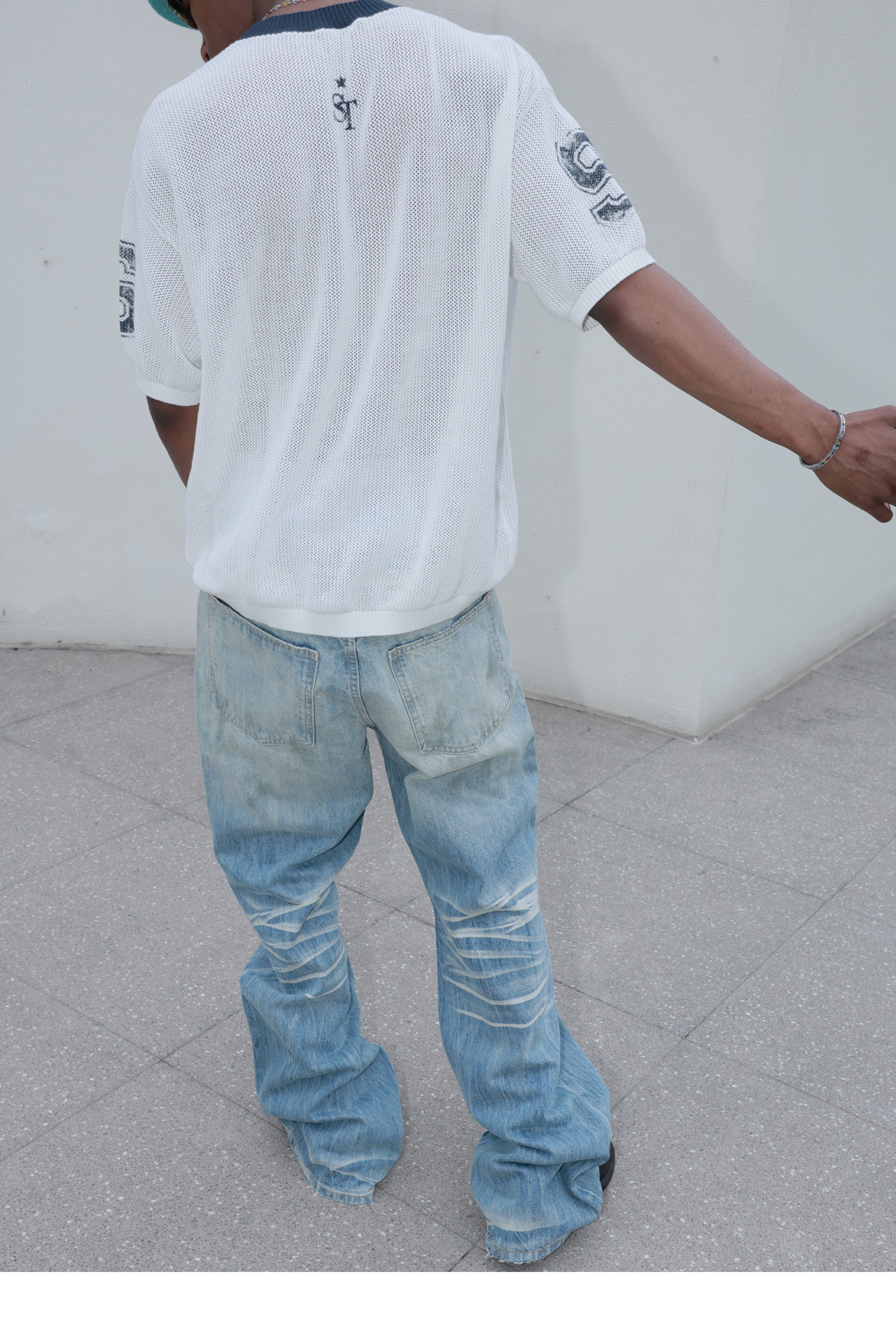 STEEPC Dirty Washed Faded Distressed Jeans