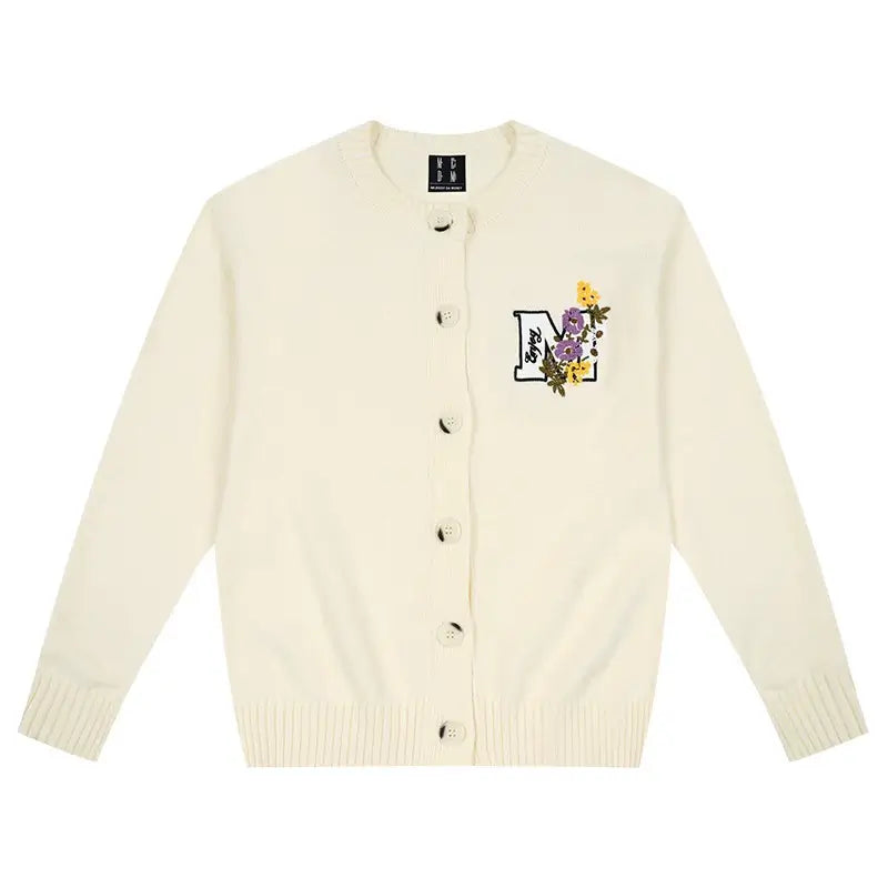 MEDM Floral Embroidered Knit Cardigan