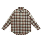 EMPTY REFERENCE Roman Column Print Plaid Long Sleeve Shirt