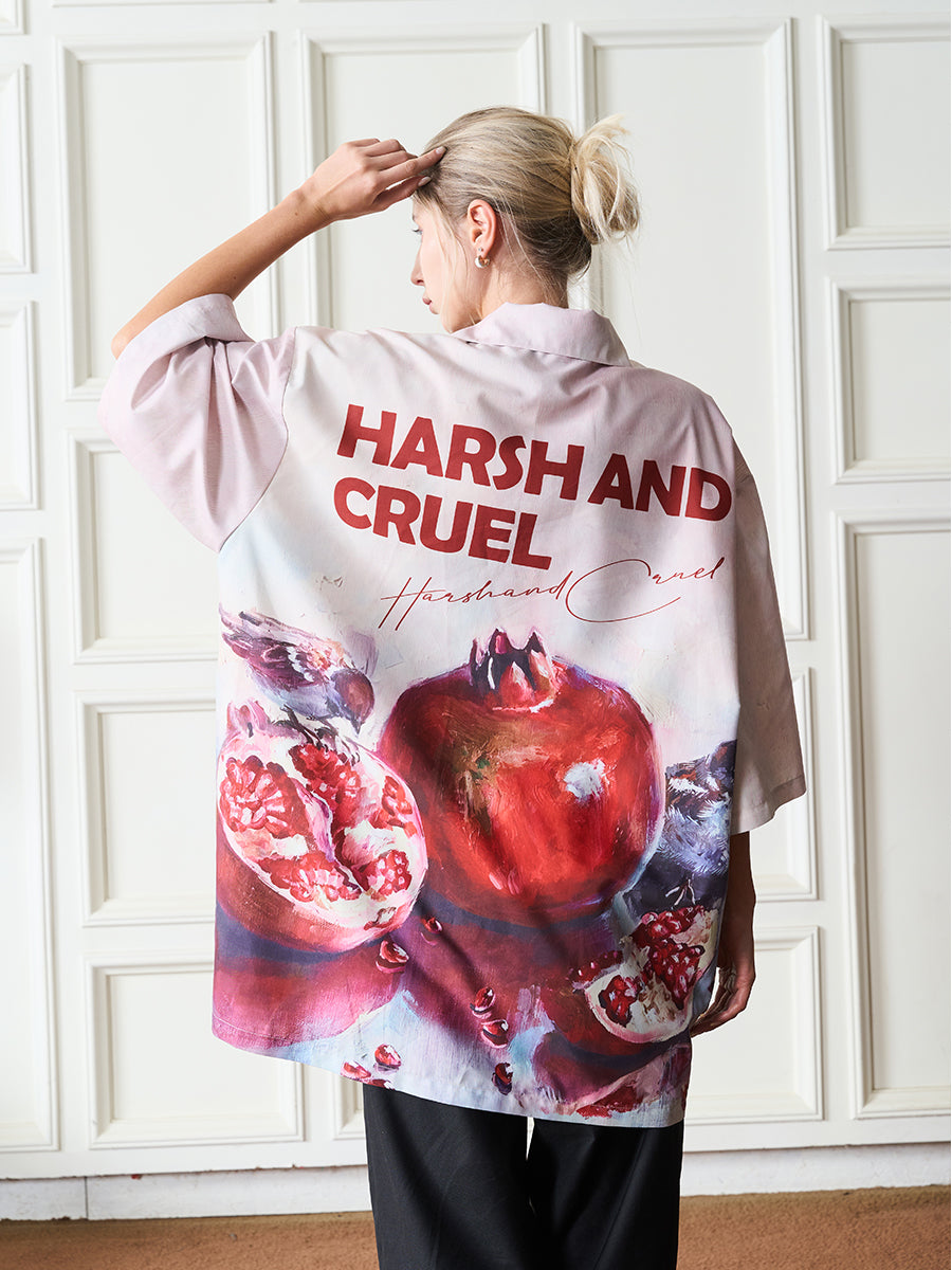 Harsh and Cruel Pomgranate Full Print Cuban Shirt