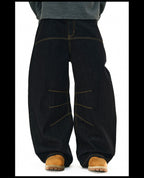 NOVACAM Yellow Stitch Baggy Jeans
