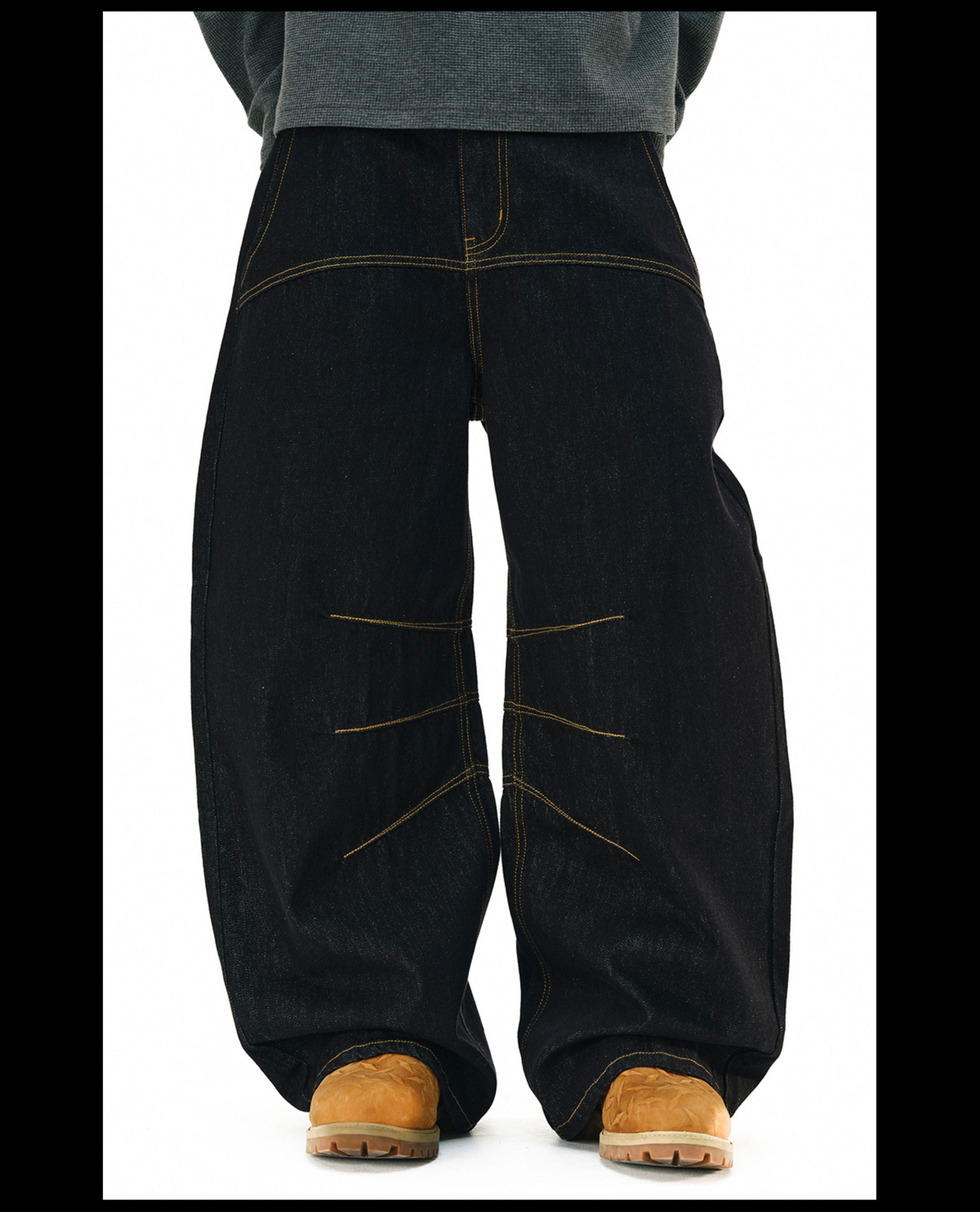 NOVACAM Yellow Stitch Baggy Jeans