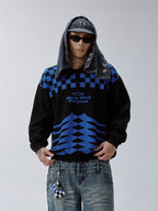 F2CE Checkerboard Pattern Polo Knit Sweater
