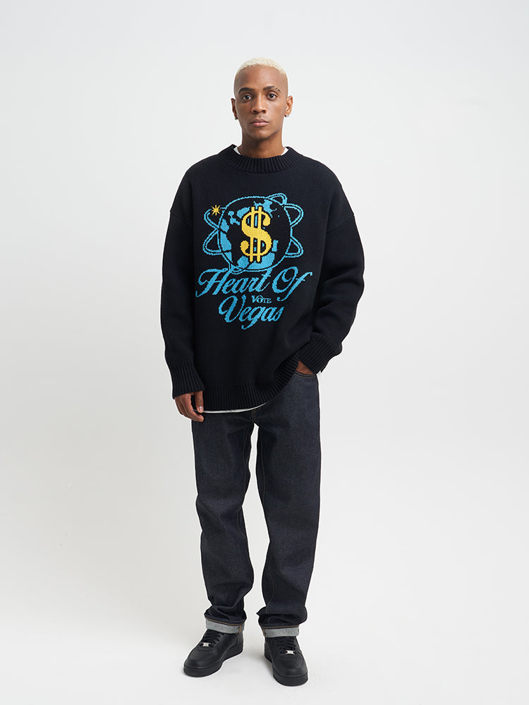 VOTE Casino Dollar Knit Sweater