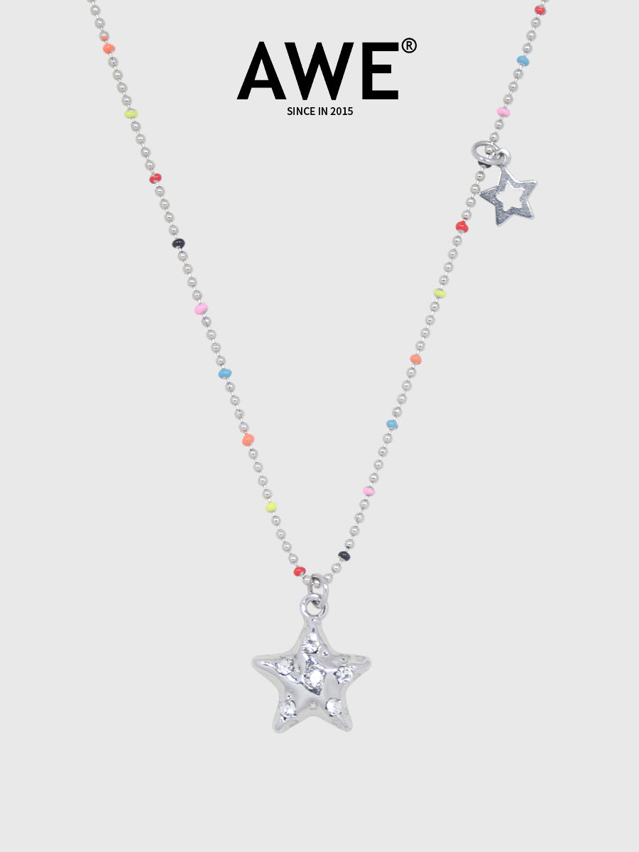 AWE Stars Charm Rainbow Beans Chain Necklace