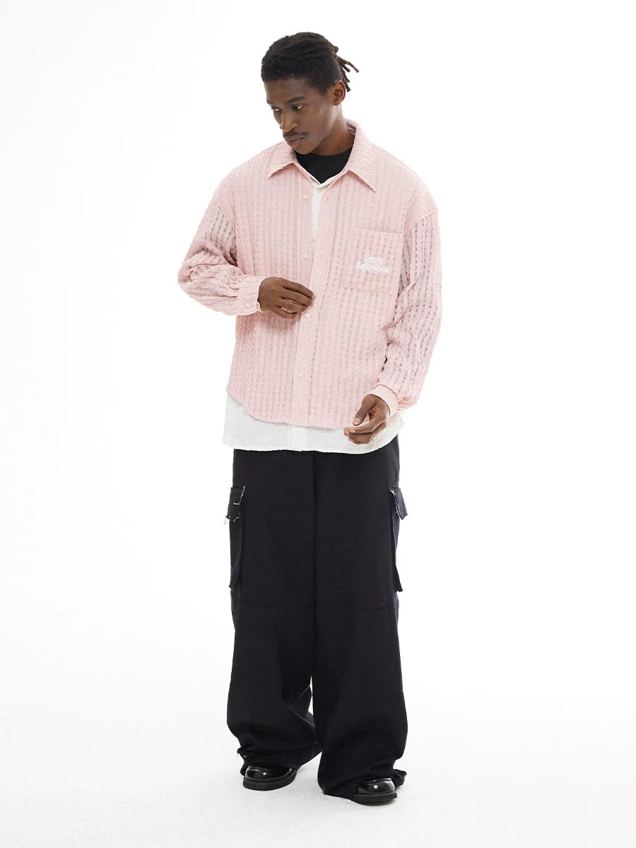 EMPTY REFERENCE Pink Faux Two Piece Long Sleeve Shirt