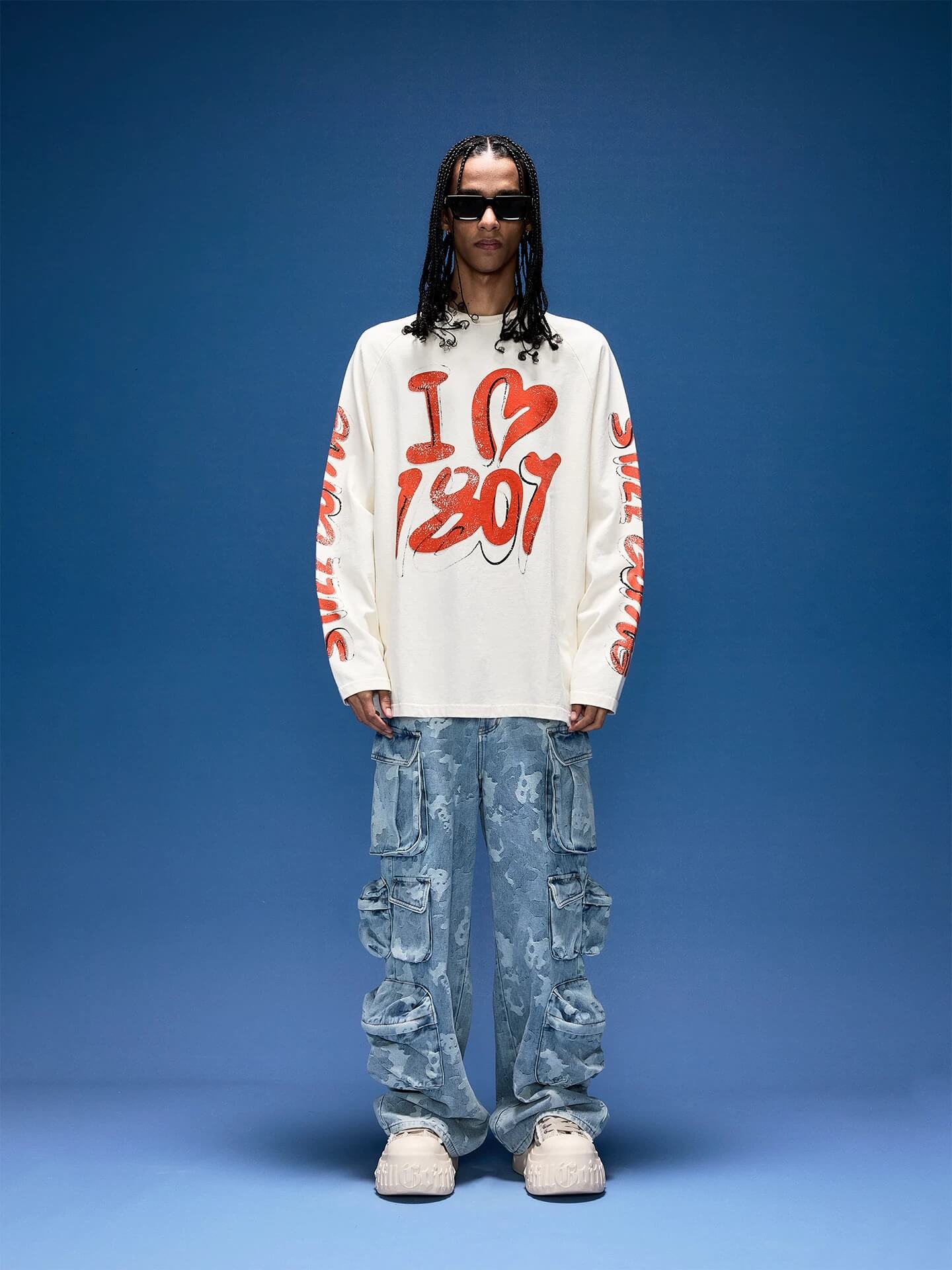 1807 Graffiti Heart Printed Long Sleeve Tee