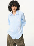 EMPTY REFERENCE Printed Blue Plaid Long Sleeve Shirt