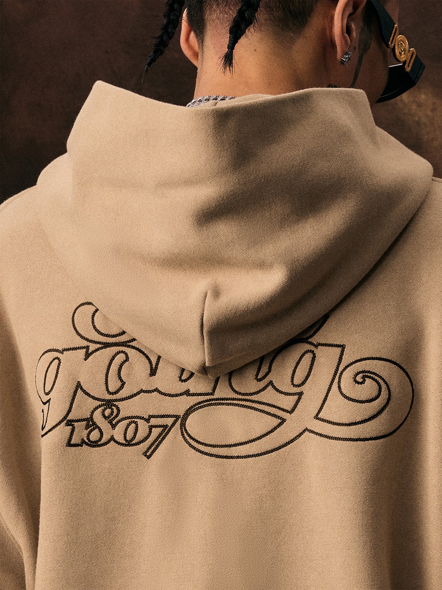 1807 Leopard Print Applique Embroidery Hoodie