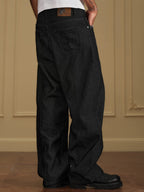 YADcrew Five Button Black Denim Baggy Jeans