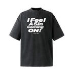 NOVACAM Vintage Letter Washed Black Stitch Tee
