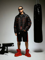 1807 Embroidered Patch PU Leather Racing Jacket