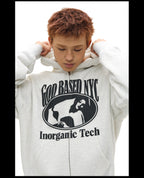 NOVACAM Vintage Print Zip Up Hoodie