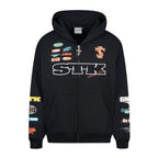 Small Town Kid Racing Badge Printed and Embroidered Zip-Up Hoodie