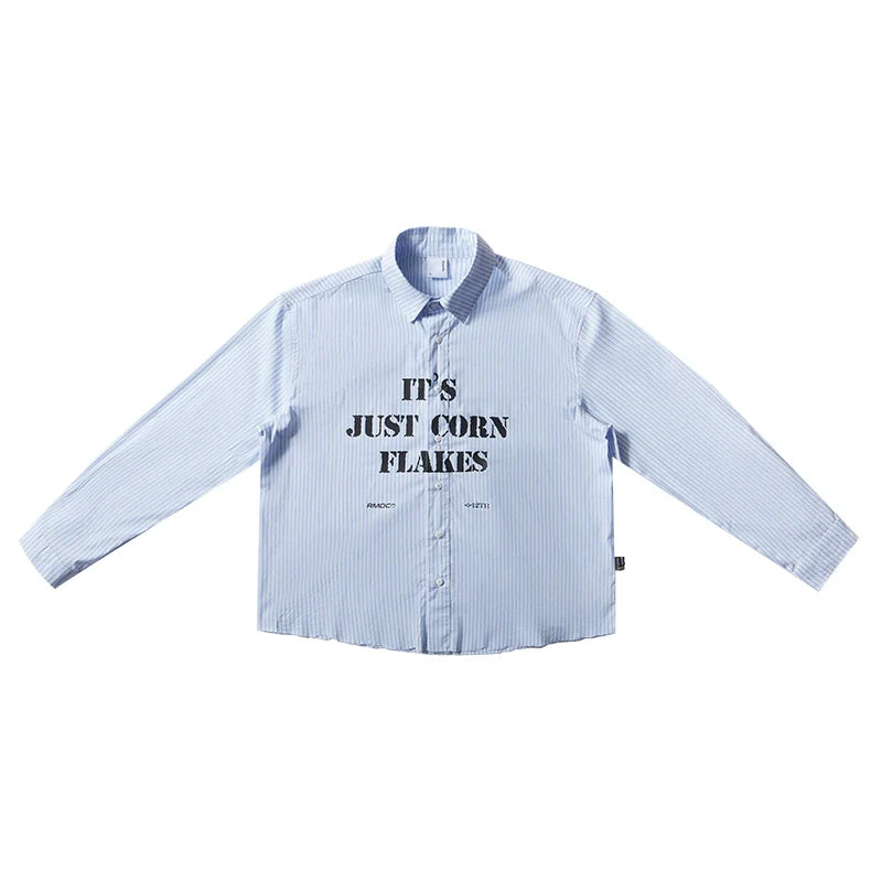 Remedy Letter Print Striped Long Sleeve Shirt