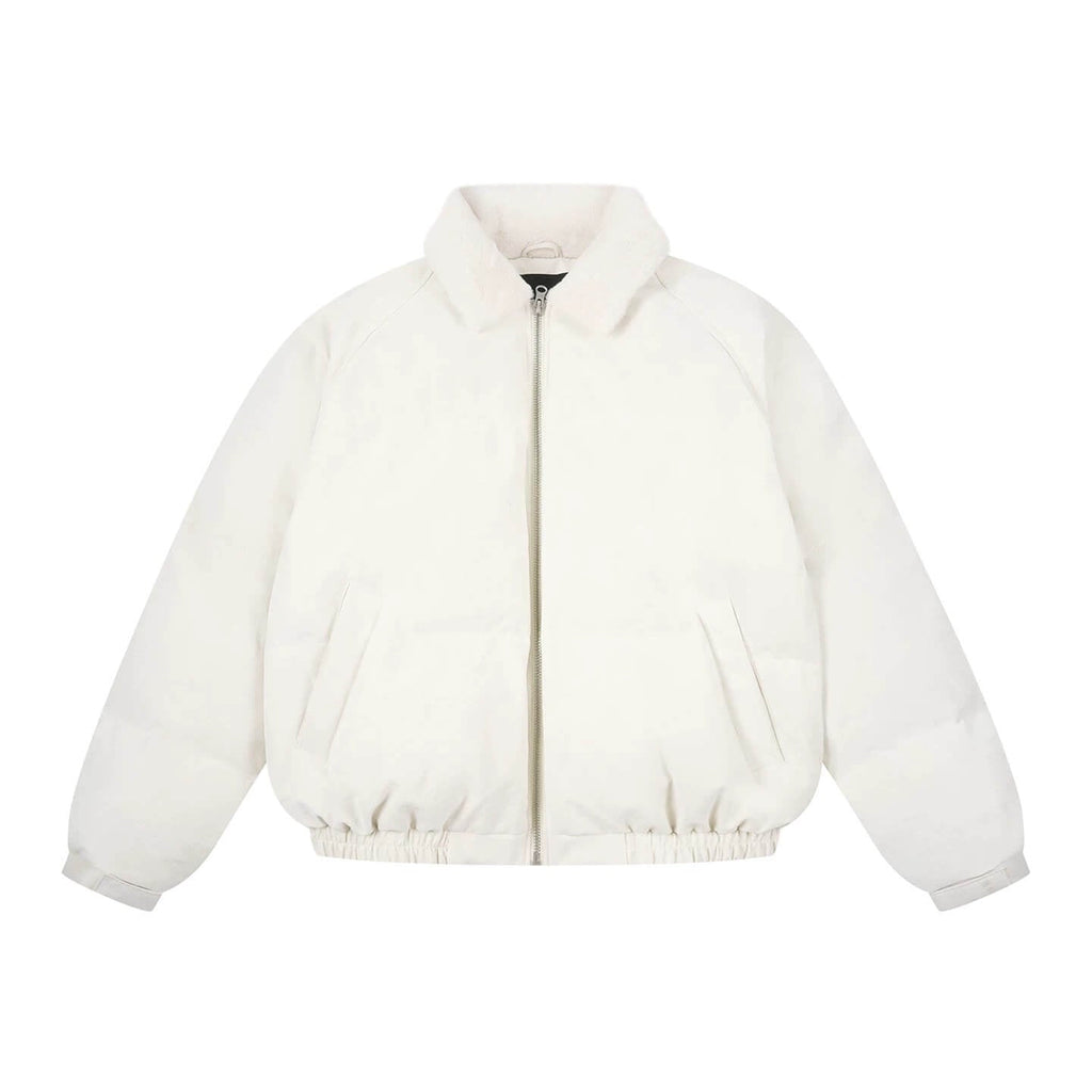 1807 Fur Collar PU Leather Down Jacket