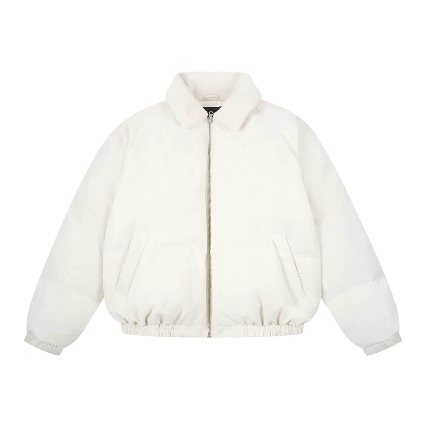 1807 Fur Collar PU Leather Down Jacket