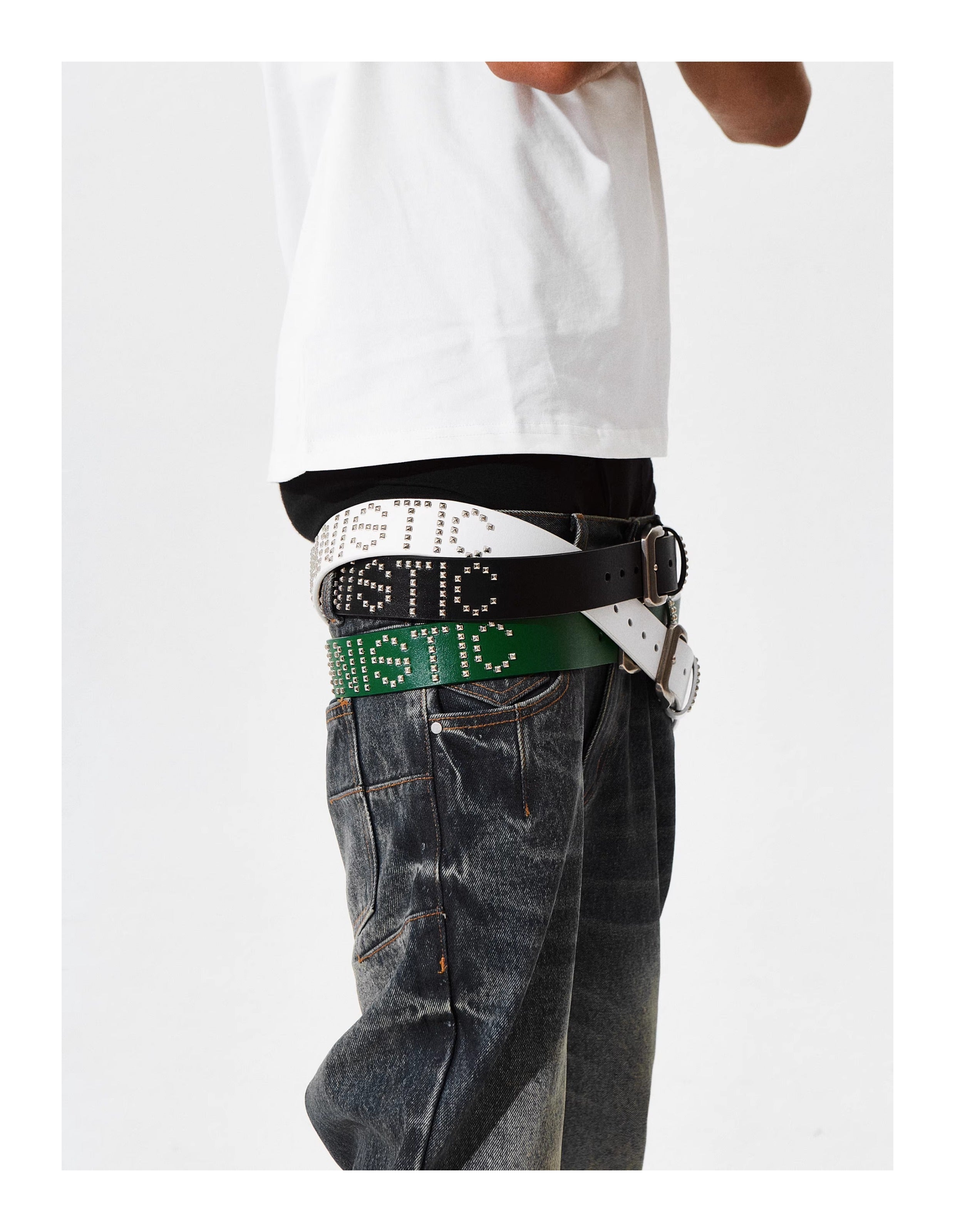 KARMANISTIC Punk Studded Logo Belt