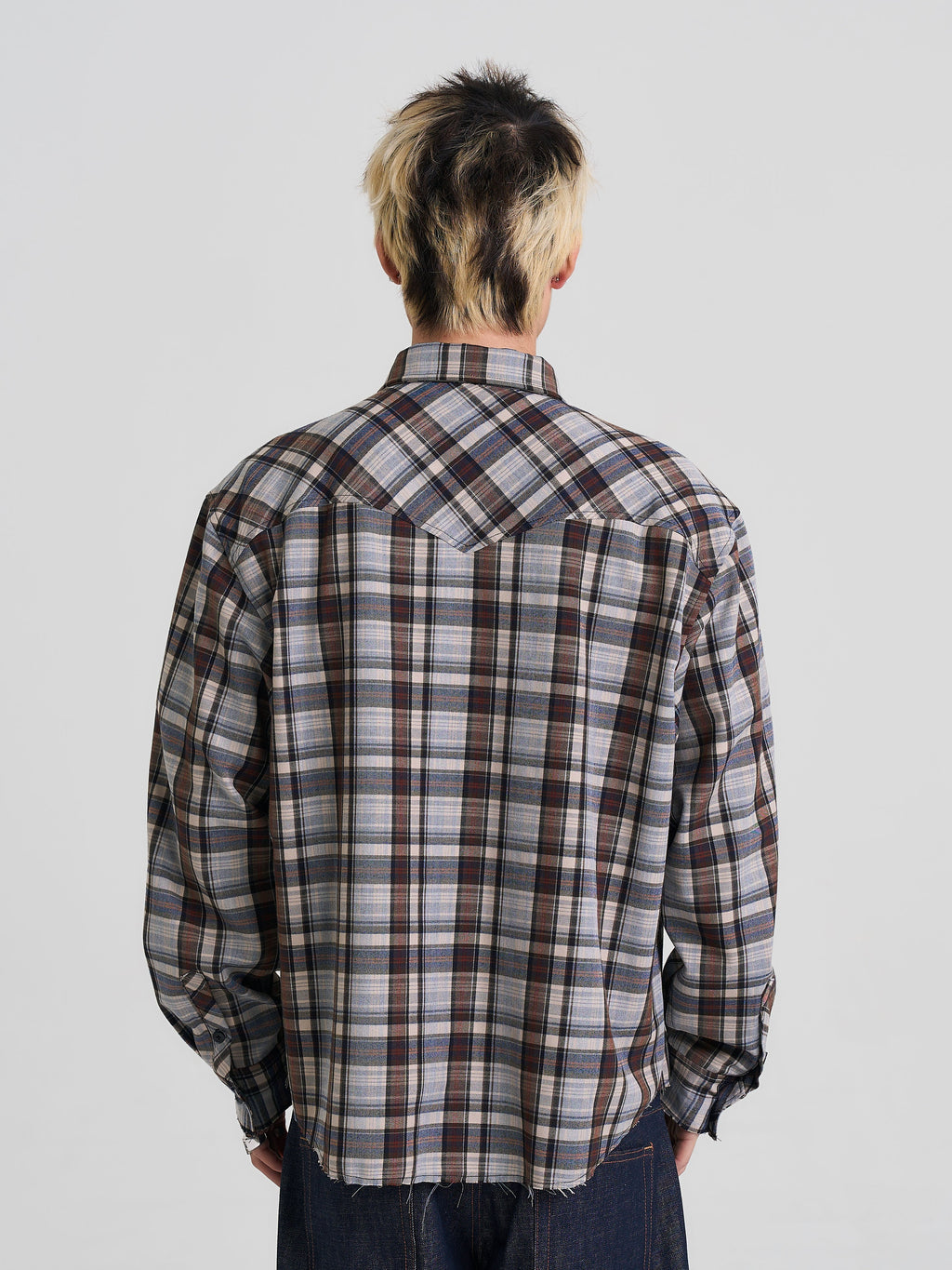 EVILKNIGHT(EK) Plaid Long Sleeve Western Shirt