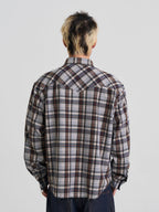 EVILKNIGHT(EK) Plaid Long Sleeve Western Shirt