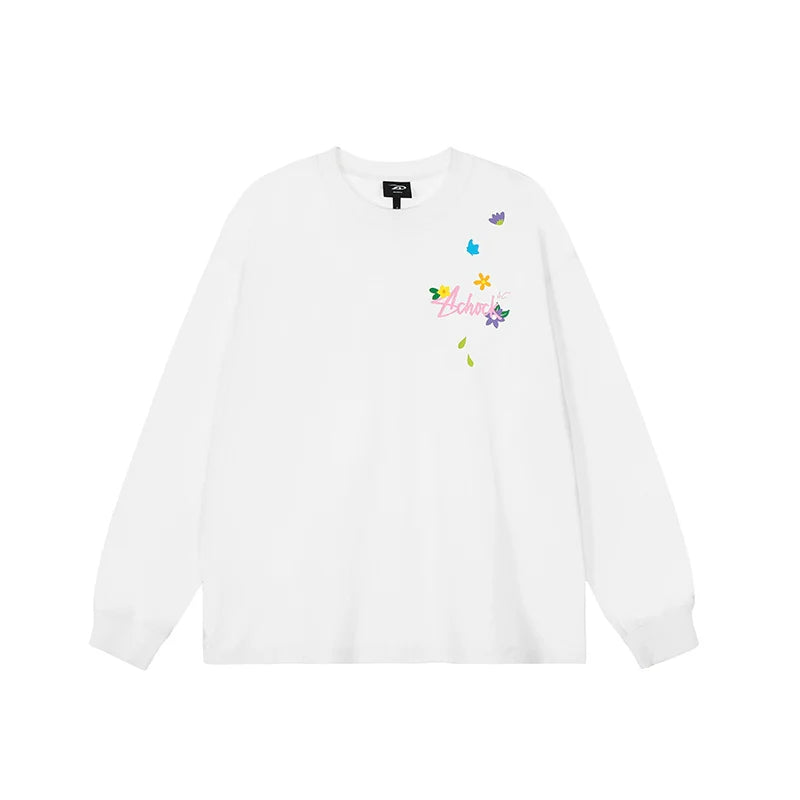 Achock Small Flower Logo Print Long Sleeve Tee