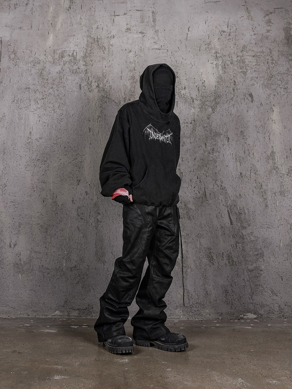 UNDERWATER Dust Black Deconstructed Destruction Hoodie