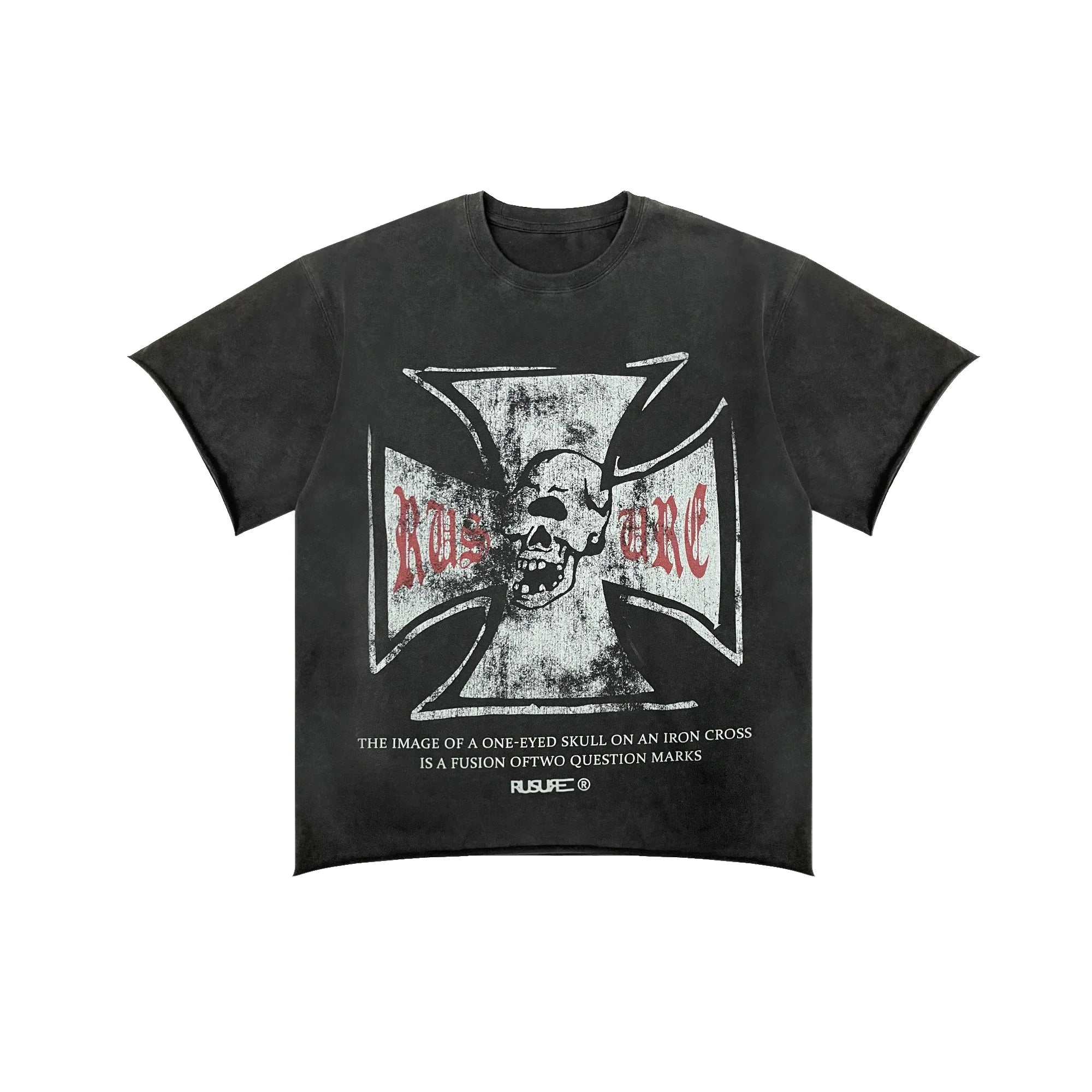 RUSURE Vintage Cross Skull Washed Tee