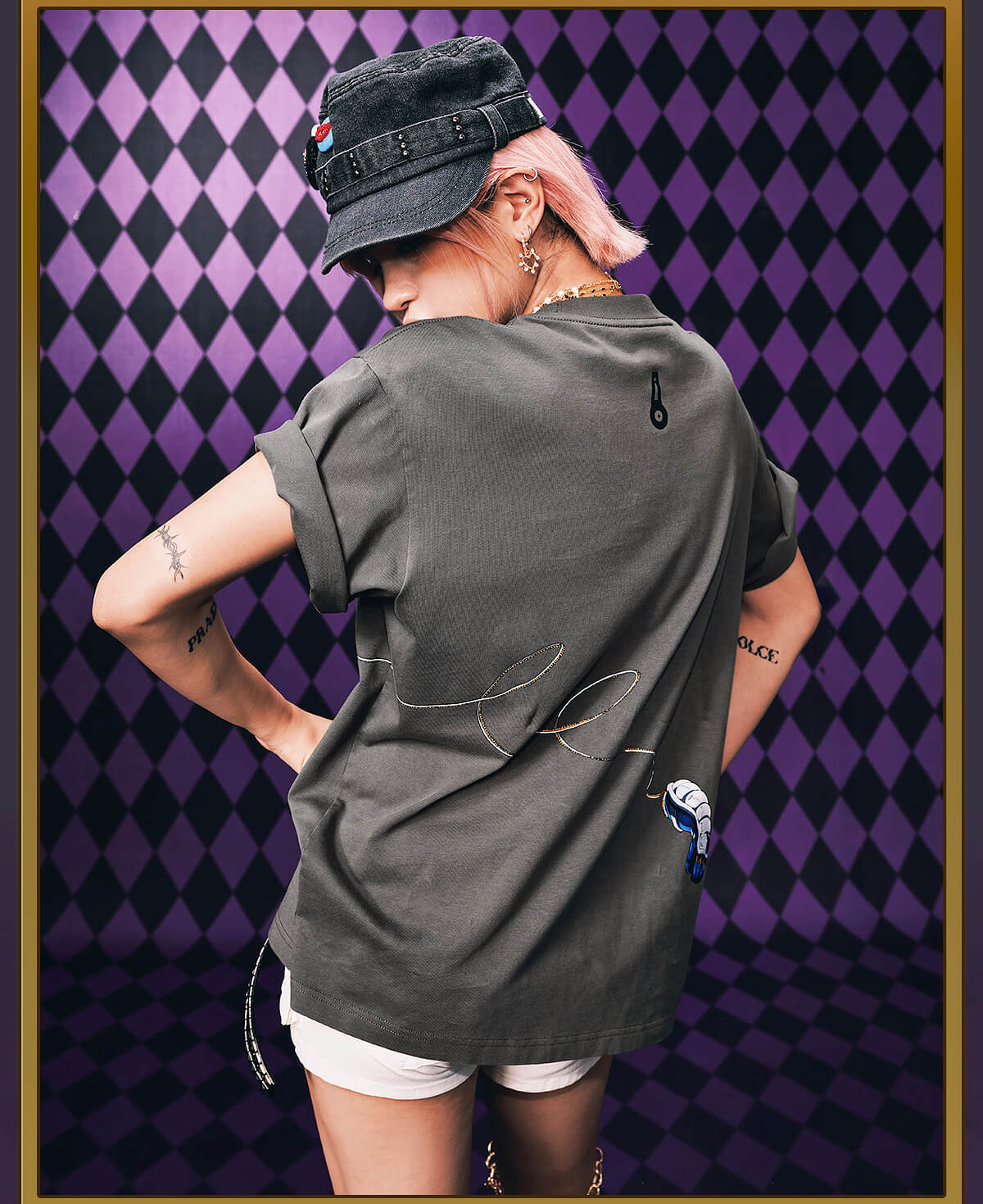 MEDM × JOJO Washed Distressed Character Print Tee