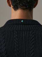 S45 Turquoise Studded Twisted Knit Zip Up Cardigan