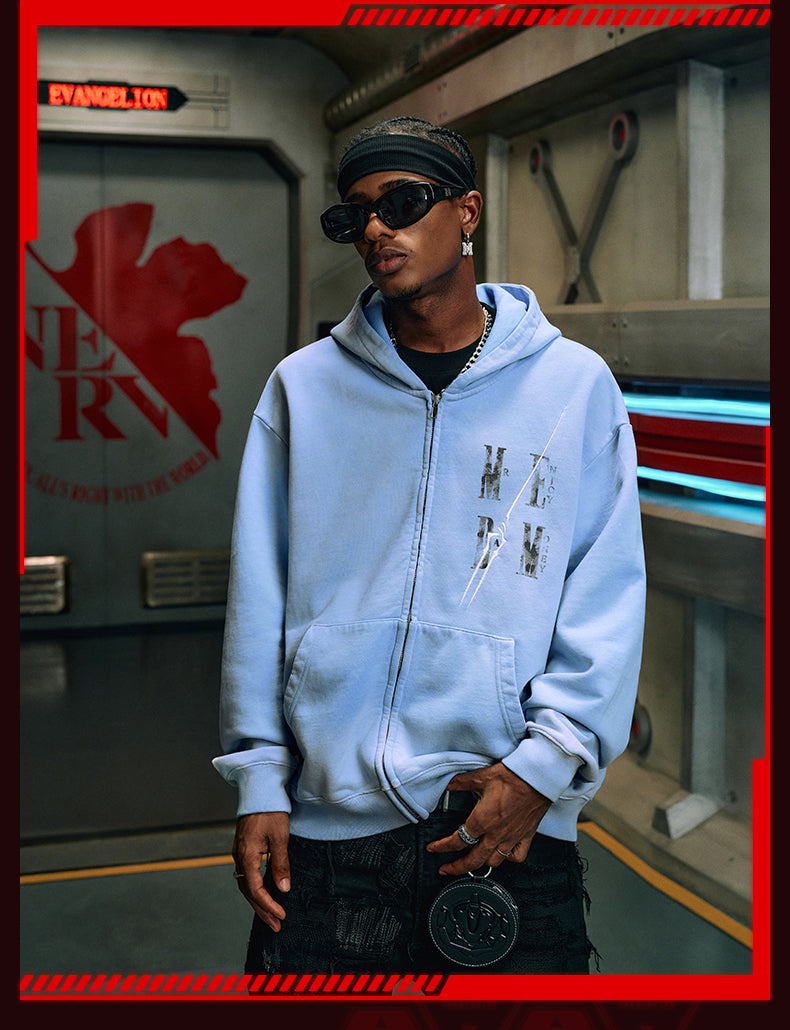 MEDM x EVA Evangelion Washed Zip-Up Hoodie