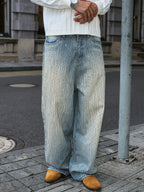 STEEPC Sparkling Rhinestone Washed Baggy Jeans