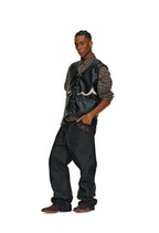 ANTIDOTE Turquoise Studded Western PU Leather Biker Vest