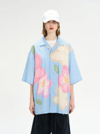 Harsh and Cruel Hand Painted Flowers Print Cuban Shirt