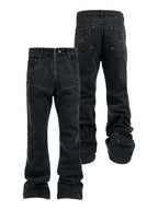 ANTIDOTE Studded Punk Zipper Flared Jeans