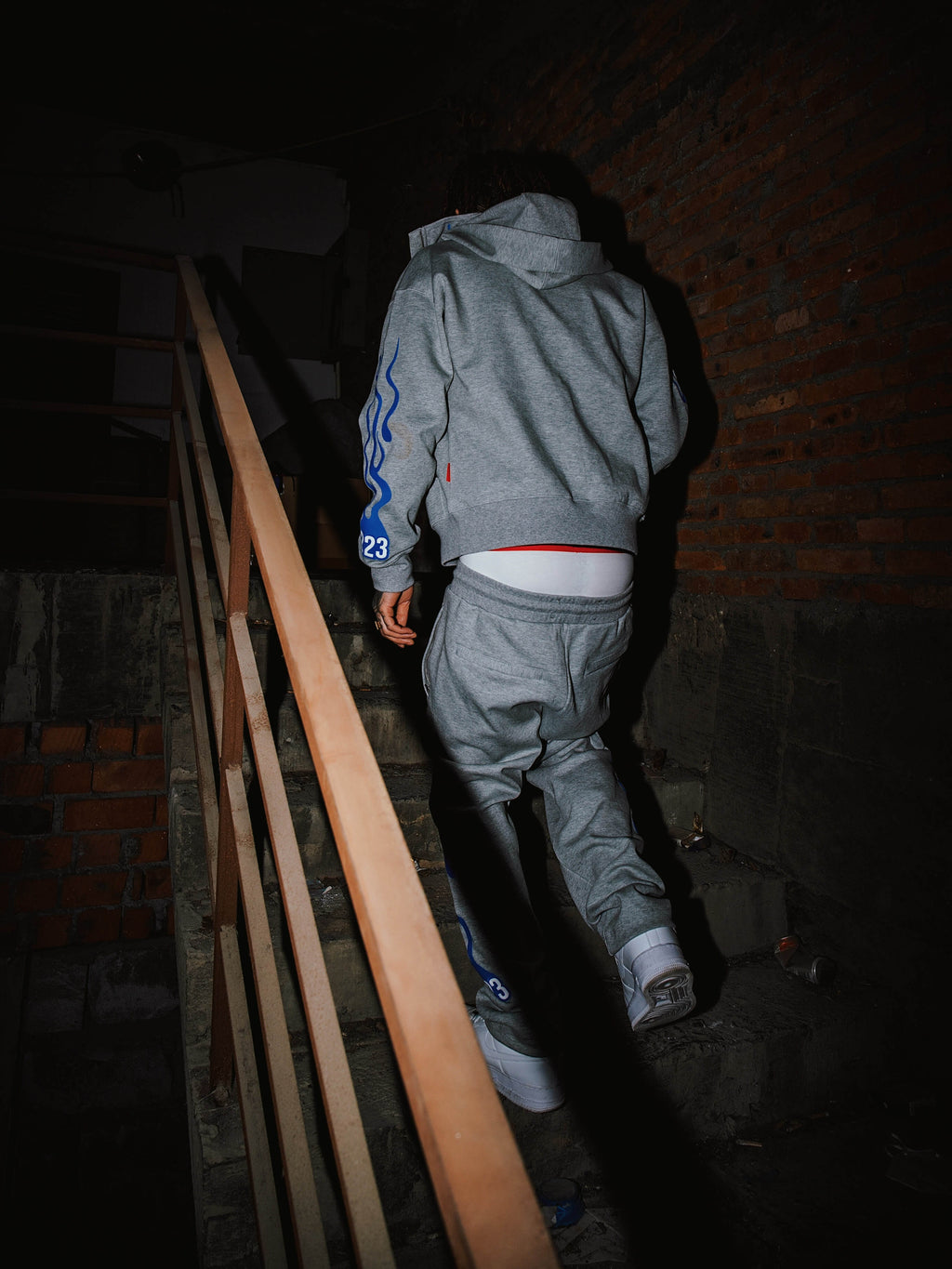 TGFCLUB Flame Pattern Masked Zip Up Hoodie