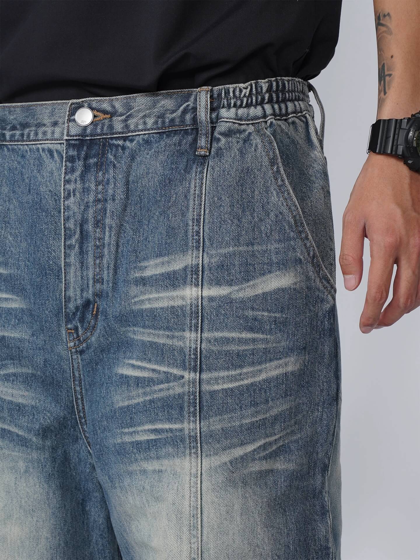 1807 Heavy Washed Whisker Center Stitch Jeans