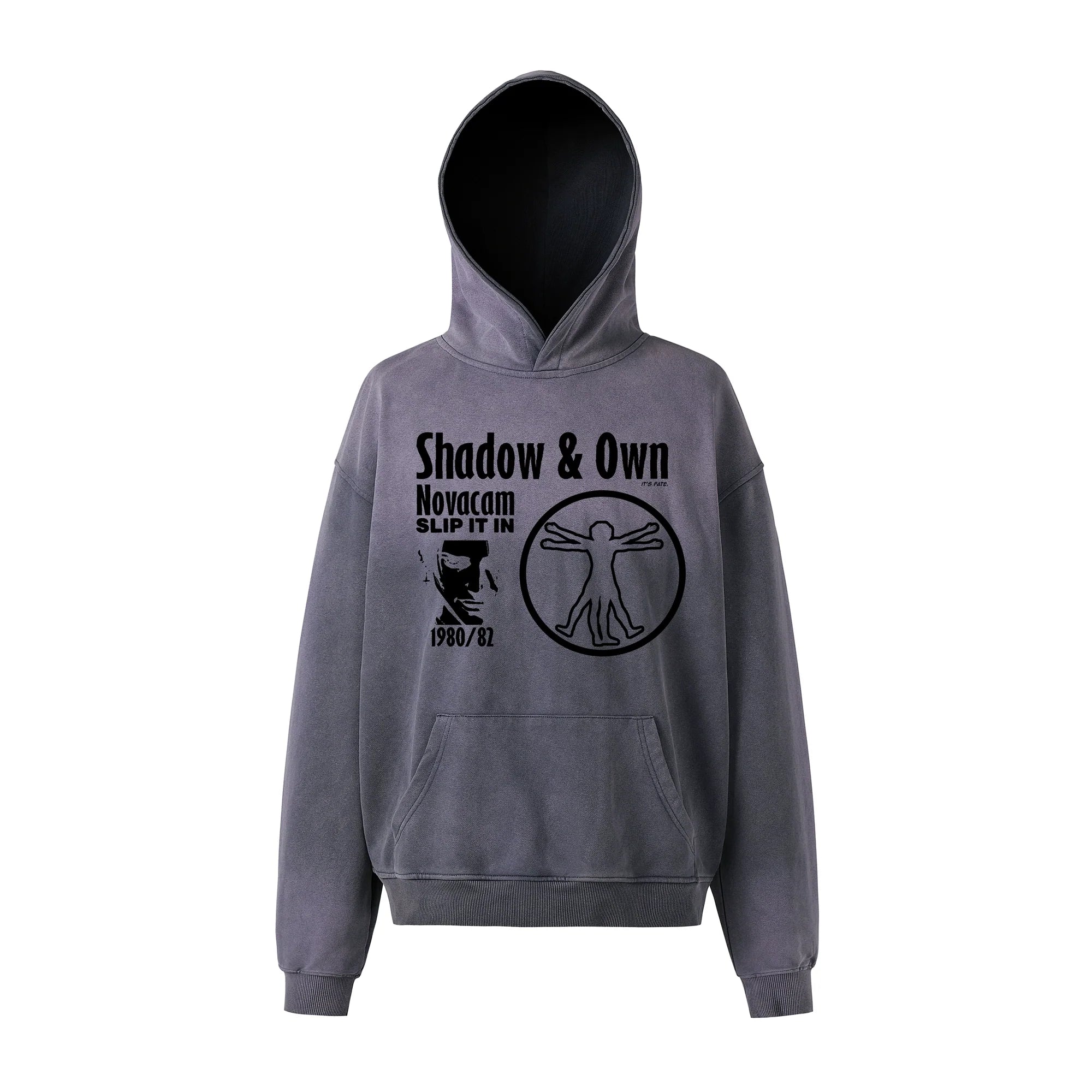 NOVACAM Washed Distressed Black Circle Hoodie