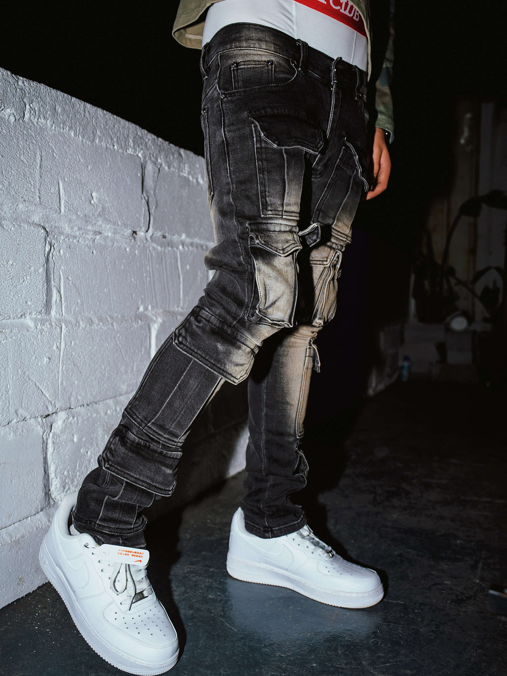 TGFCLUB Multi Pocket Washed Skinny Jeans