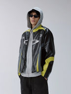 F2CE Color Block PU Leather Racing Jacket
