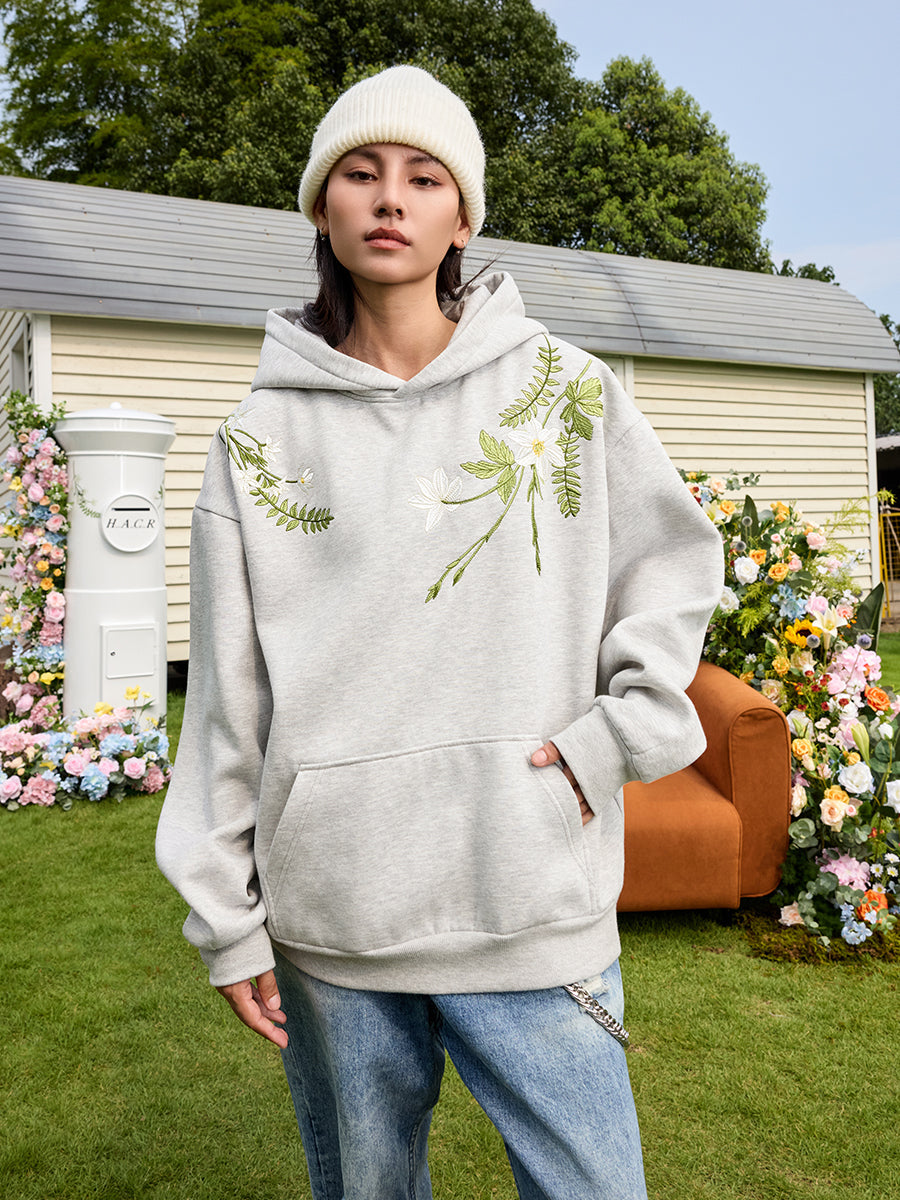 Harsh and Cruel Floral Garland Embroidered Text HACR Hoodie