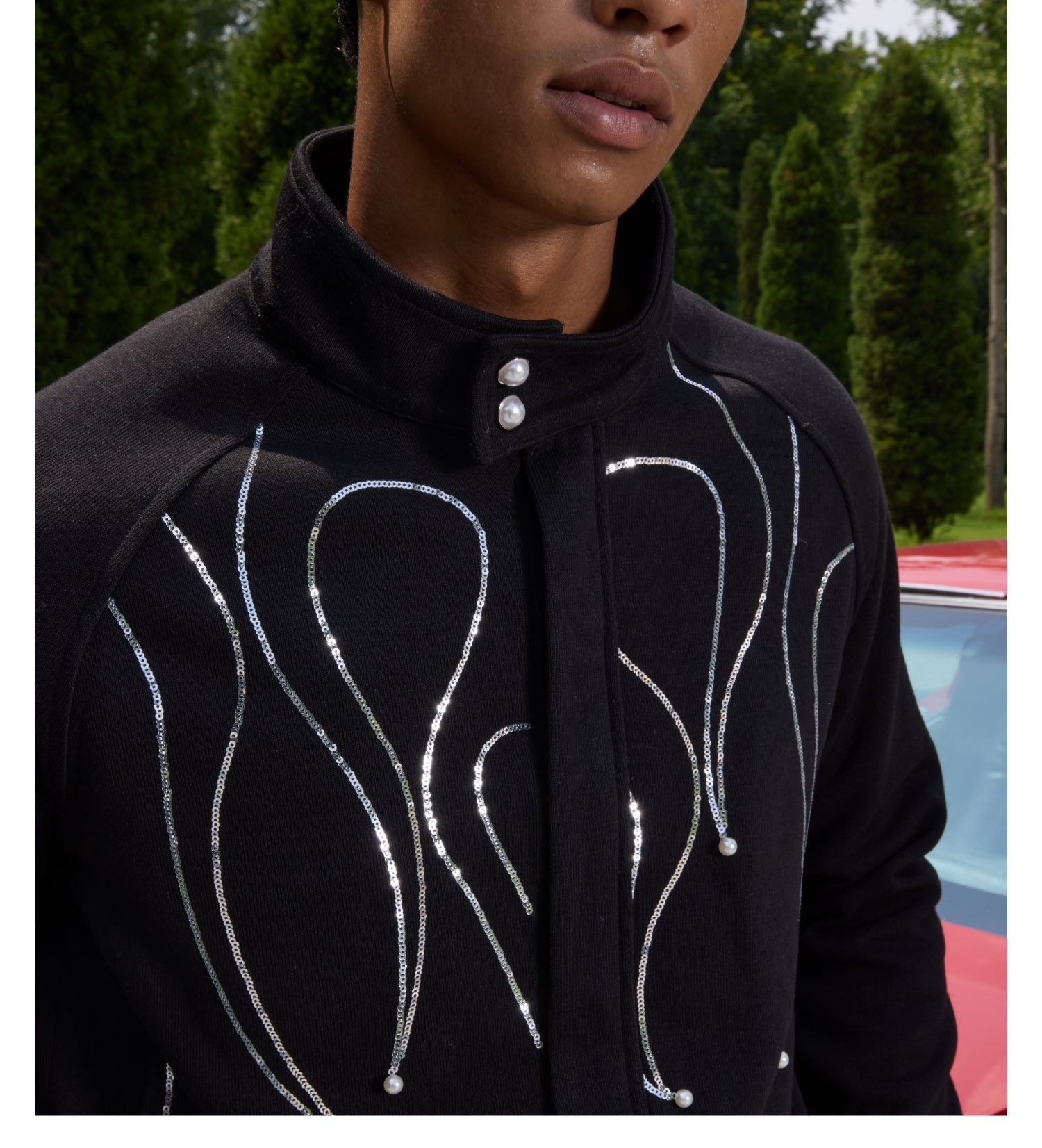 S45 Flame Sequin Wool Harrington Jacket