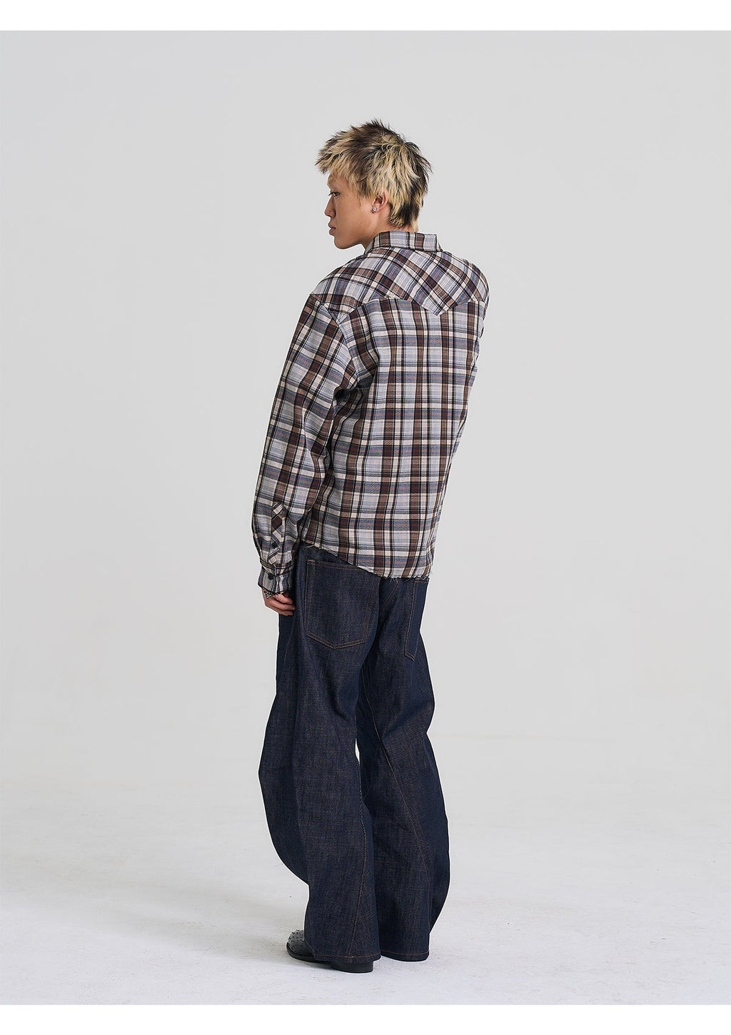 EVILKNIGHT(EK) Plaid Long Sleeve Western Shirt