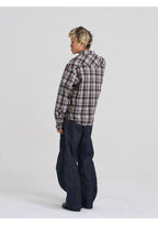 EVILKNIGHT(EK) Plaid Long Sleeve Western Shirt