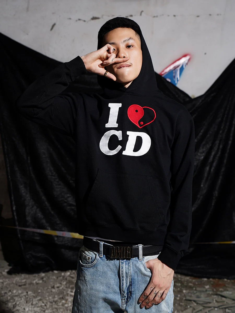 TGFCLUB I LOVE CD Embroidered Hoodie