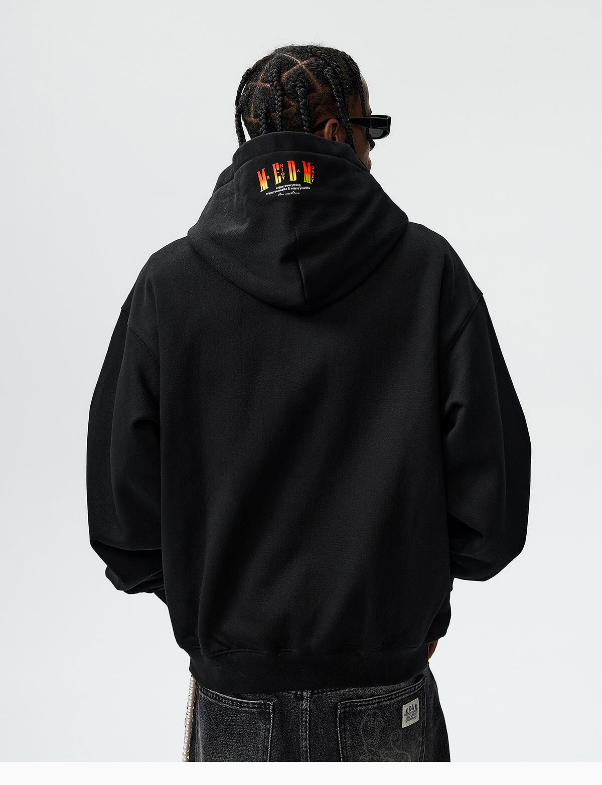 MEDM Flame Rhinestone Embellished Hoodie