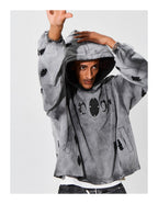 KARMANISTIC Distressed Washed Rivets Hoodie