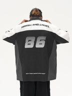 Harsh and Cruel Color Blocking Handwritten Lapel F1 Racing Suit Shirt