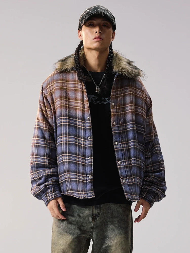 Remedy Gradient Plaid Quilted Lined Shirt Jacket